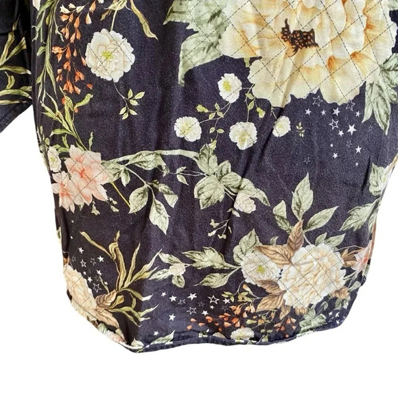 Farm Rio Charcoal Floral Star Boho Kimono Jacket One Size - Picture 12 of 14